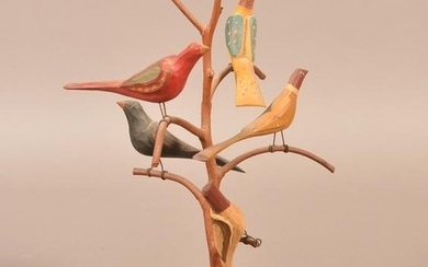 1975 Folk Art Bird Tree by D. & B. Strawser.