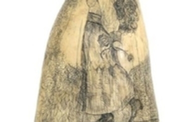 19th C. Scrimshaw Whale's Tooth With Figure