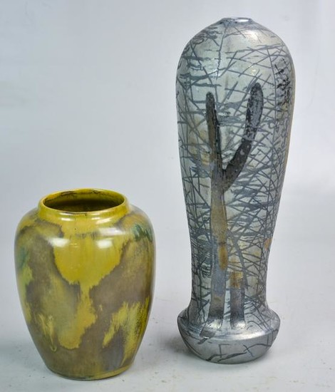 (2) Art Pottery Vases Including Red Wing