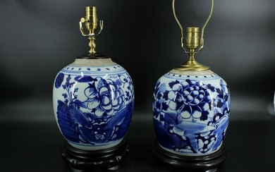2 Chinese Porcelain Ginger Jar Table Lamps