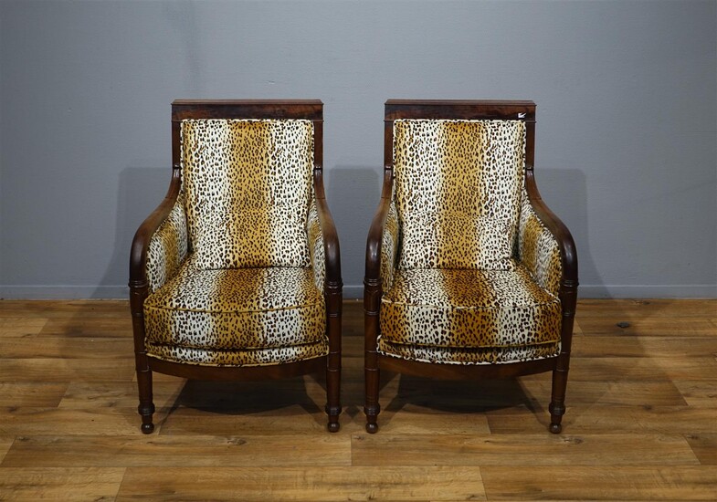 (-), 2 Franse mahonie empire fauteuils, circa 1815,...