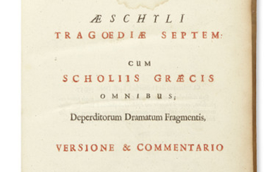AESCHYLUS. Tragoediae Septem. Greek text with Latin translation and notes by Thomas Stanley....
