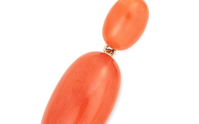ANTIQUE CORAL PENDANT CIRCA 1870 set with two