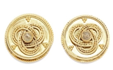ANTIQUE ETRUSCAN REVIVAL EARRINGS, 19TH CENTURY in high