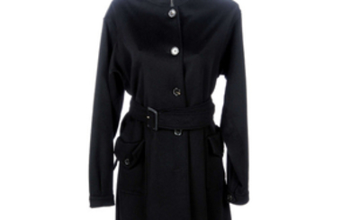 AQUASCUTUM - a knee-length black wool coat.