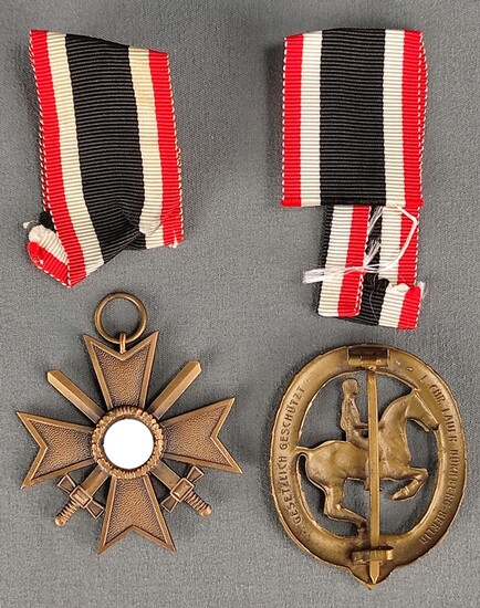 2 awards, 3rd Reich, 1xWar Merit Cross II. class with swords, two ribbons enclosed and original bag