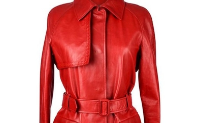 Bottega Veneta Jacket Red Leather Trench Inspired 42 /