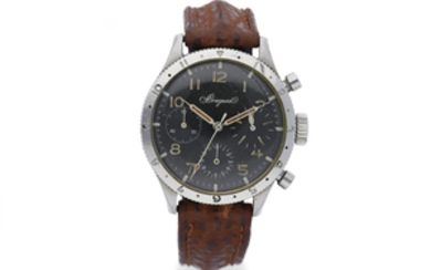 Breguet. A Stainless Steel Military Style Flyback Chronograph Wristwatch