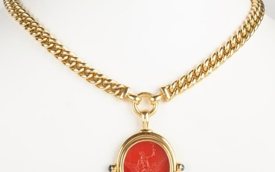 Bulgari 18k Gold Necklace, Set with a Neoclassical