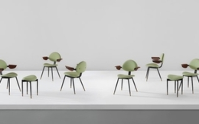 Carlo Mollino, Set of six armchairs and two stools, from the Lutrario Ballroom, Turin