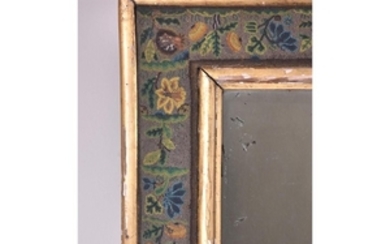 A Charles II beadwork decorated cushion framed wall mirror