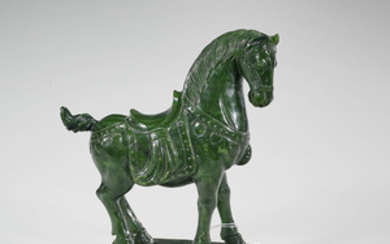 Chinese Carved Spinach Jade Horse