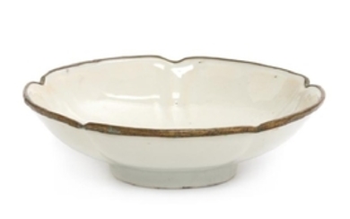 A Chinese Ding-Type White Glazed Porcelain Lobed Plate