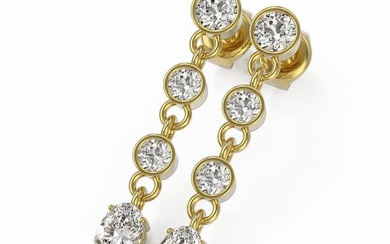 2 ctw Oval Cut Diamond Designer Earrings 18K Yellow Gold