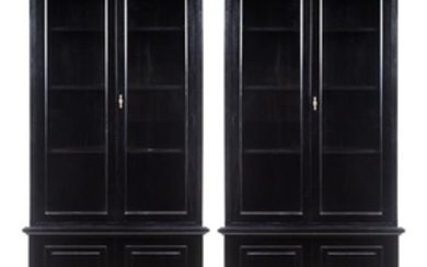 A Pair of Custom-Designed Ebonized Bookcases