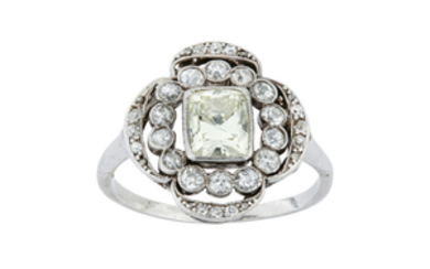 A diamond cluster ring, circa 1910 The collet-set...