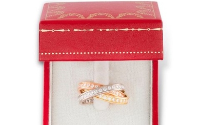 A DIAMOND 'TRINITY' RING, BY CARTIEROf tricoloured…