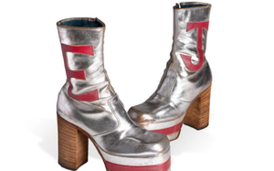 A pair of Elton John monogrammed high platform boots