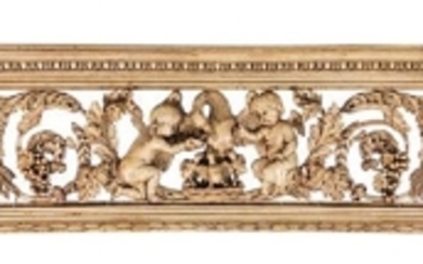 A French Carved Oak Altar Rail Height 31 x width 104