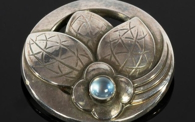 Georg Jensen, a Danish silver and moonstone brooch, no.