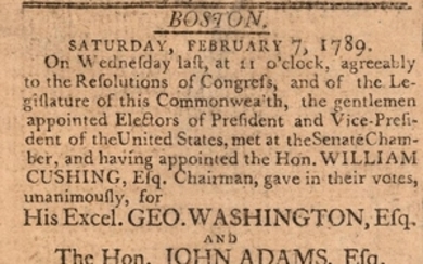 GEORGE WASHINGTON ELECTED PRESIDENT ANNOUNCEMENT IN THE