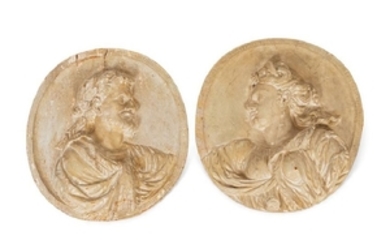 A Pair of Italian Painted Wood Profile Plaques
