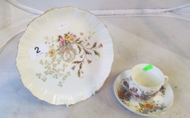 A Queen Victoria 1837 - 1897 plate and an Edward VII & Alexandra cup and saucer (a/f)