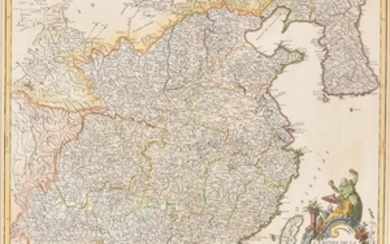 Robert de Vaugondy map of China and Korea dated published 1757