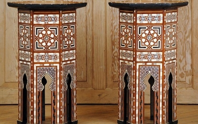PAIR SYRIAN INLAID SIDE TABLES