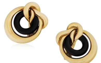 TIFFANY & CO. GOLD AND ONYX EARRINGS