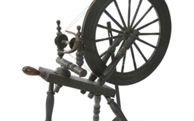 Turned and painted spinning wheel 19th century L: 33...
