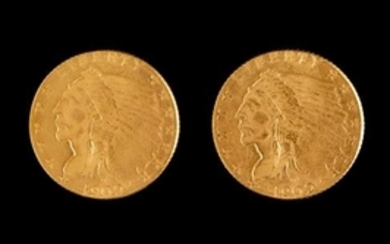* Two United States 1909 Indian Head $2.50 Gold Coins