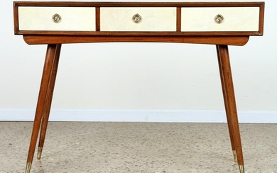 WOOD AND PARCHMENT ITALIAN CONSOLE TABLE C.1950