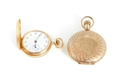 Waltham & Elgin gold hunting case pocket watches (2pcs)
