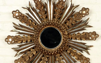 CARVED GILT WOOD AND GLASS STARBURST MIRROR
