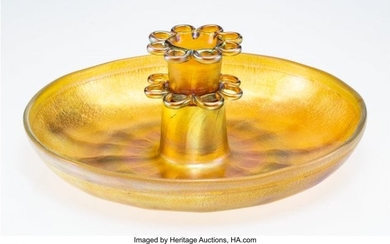 23002: A Tiffany Studios Favrile Glass Flower Frog and