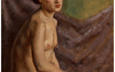28002: Raphael Soyer (American, 1899-1987) Seated Nude