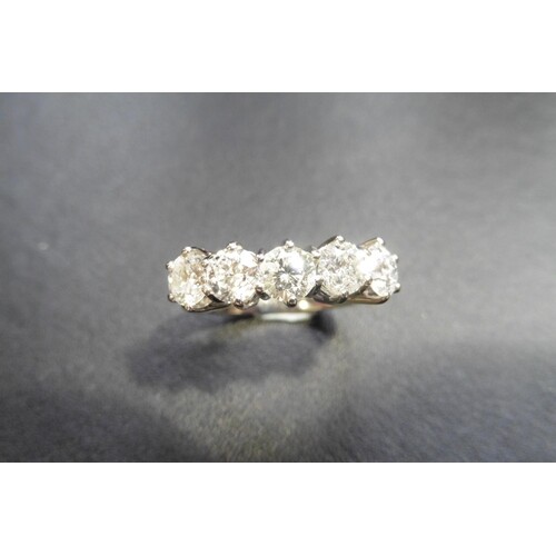 18ct diamond five stone ring,2ct in five diamonds,0.40ct eac...