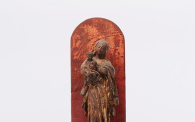 A CARVED GILTWOOD FIGURE OF THE VIRGIN AND CHILD, Central European, 17th century