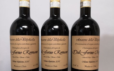 3 bouteilles AMARONE della Valpolicella DAL FORNO ROMANO - Vigneto Monte Lodoletta, Italy 2015.