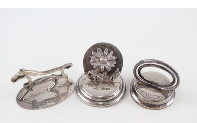 3 x Antique Hallmarked .925 Sterling Silver Place Card Holde...