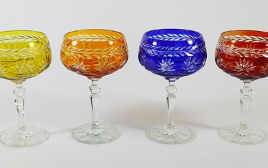 (4) CUT TO CLEAR GLASS CHAMPAGNE GLASSES