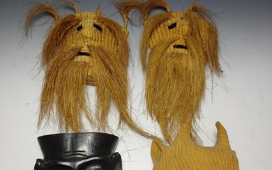 (4) Mexican Masks, Straw and Wooden
