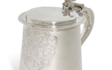 A CHARLES II SILVER TANKARD, LONDON, 1675, MAKER'S MARK RD A MULLET BELOW, POSSIBLY FOR RICHARD DRANSFIELD