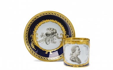 A Berlin KPM porcelain cup with a portrait of Grand Duke Paul Petrovich