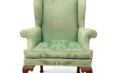 A GEORGE II WING ARMCHAIR, PROBABLY 18TH CENTURY