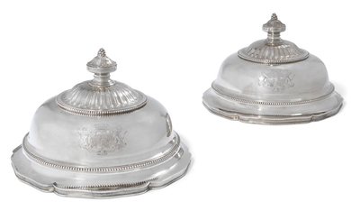 A PAIR OF GEORGE III SILVER DISH-COVERS, MARK OF THOMAS HEMING, LONDON, 1778