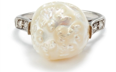 Baily Banks & Biddle, A Belle Époque Cultured Pearl and Diamond Ring