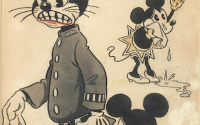 Mickey Mouse: An early watercolour of 'Minnie' and 'Mickey Mouse'