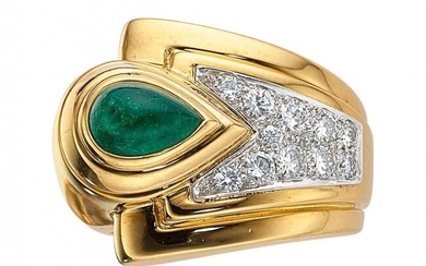 55002: Emerald, Diamond, Platinum, Gold Ring, David Web